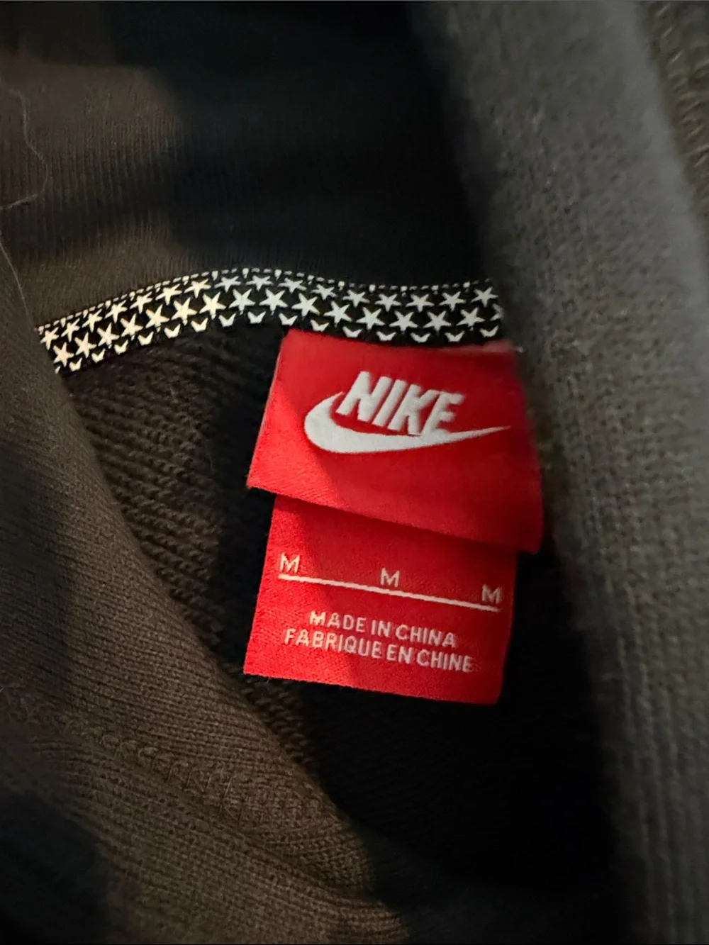 Nike Black Short-Sleeve Hooded Pullover with Matte Star & Stripe Graphic